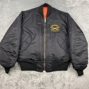 Vintage Corinth Jacket Mens Size M Black‎ Flyers Intermediate MA-1 Flight Bomber